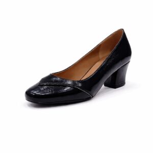 siyah klasik sade orta topuk kadın ayakkabı